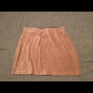 Pink suede skirt